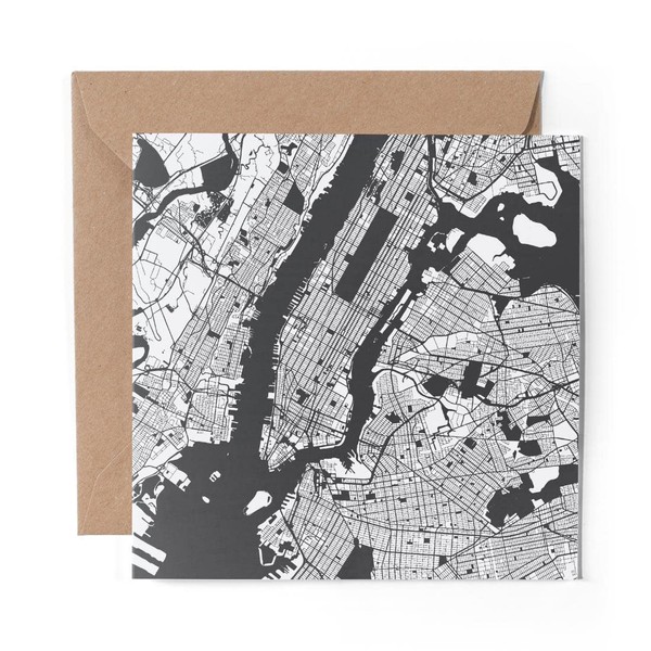 1 x Greeting Card Abstract Manhattan Urban Street Map -