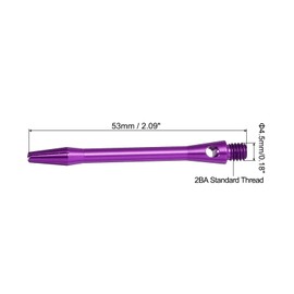 PATIKIL Dart Shafts 48 mm / 1.9 inches, Pack of 6 2BA Thread Aluminium Dart Stems Dart Accessories for Steel Darts, Purple