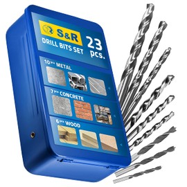 S&R drill bit set, 15-piece, 23 pieces, in plastic box or metal box., blue
