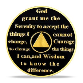1 Year Sobriety Coin Gifts | Yellow and Red Fire AA Coin - NA HA AA Chip Medallion with Serenity Prayer | Narcotics Alcoholics Anonymous Gifts for Anniversary Month & Year for Men & Women in Recovery