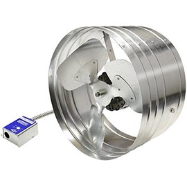 Master Flow GAF 1450 CFM Power Gable Mount Fan with Automatic Shutter (SGM20) & Adjustable thermostat (PT6): Easy Installation & Efficient Ventillation|High Airflow Capacity for attic spaces