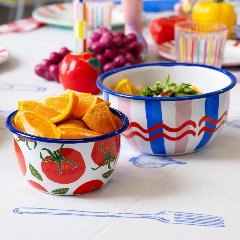 Talking Tables Bon Appetit Handmade Enamel Dinner Plate with Tomato