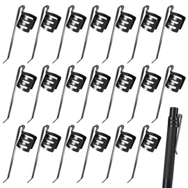 Stainless Steel Pen Holder Clip, Pack of 20 Pen Clip with Pocket Clip, Metal Pen Clips, Metal Pen Loop, Pen Accessories, Pens Holder for Most Pens, Pocket Pens, Pencil (Black)
