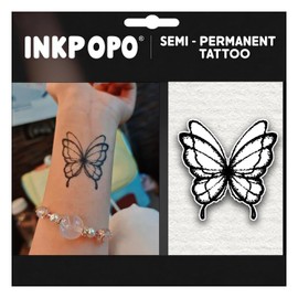 INKPOPO 3 Sheets Semi-Permanent Tattoos for Adults | 7-15 Days Longwear | Waterproof & Realistic Finish | Adult Art Temporary Tattoos | Butterfly Series 104
