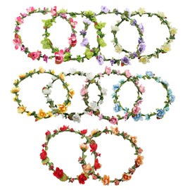 ZSDRTYU Flower Crown, 10 pcs Flower Garland Assorted Colored Flower Headband Fairy Headband, Flower Girl Headpiece Fairy Flower Crown For Wedding Festival Vacation Fairy Party Photography Props