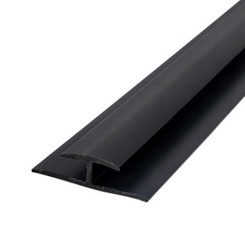Outwater Plastic H Channel Fits Material 3/16 Inch Thick Black Styrene Divider Moulding with Adhesive 8 Foot Length Pro Pack (Pack of 5, 40 Feet Total)