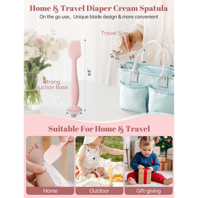 LOTBILL Diaper Cream Spatula, 2 Pack Butt Spatula Baby, Silicone