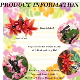 Artificial Flower Hair Clips for Women Accessories for Thin Thick Hair Orchid Non-Slip Hawaiian Hair Flower Clip, Large Plumeria Banana Cute Beach Hair Accessories (Orchid Orange)