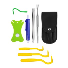 8 Pcs Tick Tweezers Tool with Leather Case, Portable Tick Remover, Lice Remover, Stainless Steel Pet Tick Removal Tool Set, Reusable, Suitable for Dogs, Cats