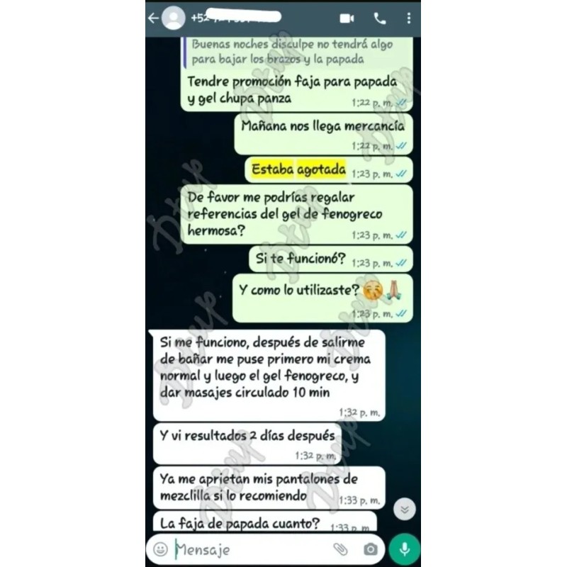 Gel Fenogreco Premium Concentrado 100% Natural Busto-gluteos