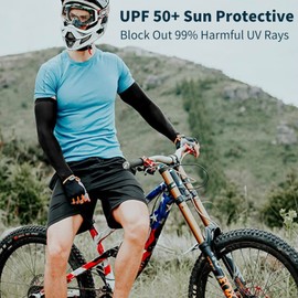 Sanpierazaar Arm Warmers UV Sun Protection, Arm Sleeve Cooling Arm Cover for Women Men Teenagers, Tattoo Cover, Arm Warmers for Cycling, Hiking, Running, Volleyball, Driving, black, Unit size