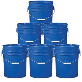 5 Gallon Plastic Buckets Six (6) Pack,Blue