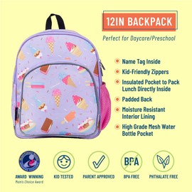 Wildkin 12-Inch Kids Backpack for Boys & Girls, Perfect for Daycare and Preschool, Toddler Bags Features Padded Back & Adjustable Strap,Ideal for School & Travel Backpacks (Sweet Dreams).