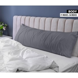 Utopia Bedding Body Pillow Cases - 2 Pack - Envelope Closure - Soft Brushed Microfiber Fabric - Shrinkage and Fade Resistant Pillow Covers 21 X 54 Inches (Body, Grey)