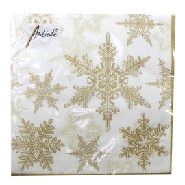 Ambiente Servietten Lunch/Party/ca. 33x33cm Christmas Snow Crystals Gold