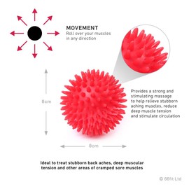 66fit Spiky 8cm Hard Massage Balls x 2pcs - Trigger Point Reflexology Stress Release