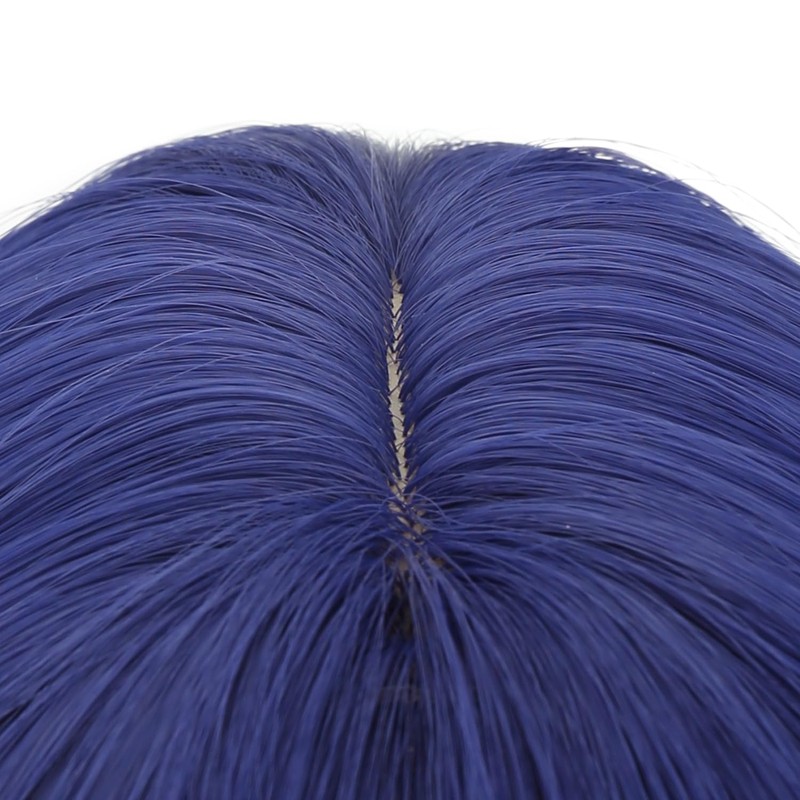 Navy Blue Wig Short Curly Synthetic Wig with Bangs for
