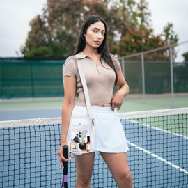 VOROLO Wasit Pack for Running Belt Bag with Adjustable Strap Small Waist Pouch for Workout Running Traveling Hiking, Beige, 1 Pack Clear Bag