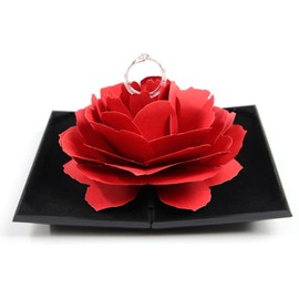 1 Piece Rose Ring Box Ring Box Jewellery Boxes Engagement Ring Box Ring Necklace Pendant Wedding Box for Proposal Engagement Wedding Confession Wedding Anniversary (1 Ring Holder Black)