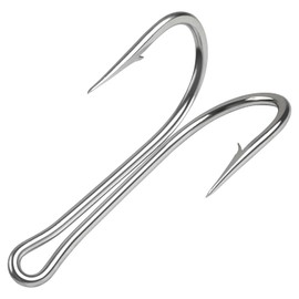 Classic Double Fishing Hooks Stainless Steel Fishing Double Hooks Sharp Open Shank Barbed for Saltwater Freshwater Tuna Fishing 10pcs (10/0-10pcs)