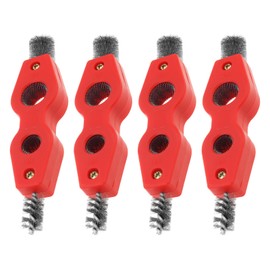 PNXKTXO 4pcs-in-1 Copper Pipe Cleaner, 4pcs Copper Tubing Brush, 1/2" & 3/4" Inner, 5/8" & 7/8" Outer, Stainless Steel Bristles, Crimped Wire, Medium Grit, Red