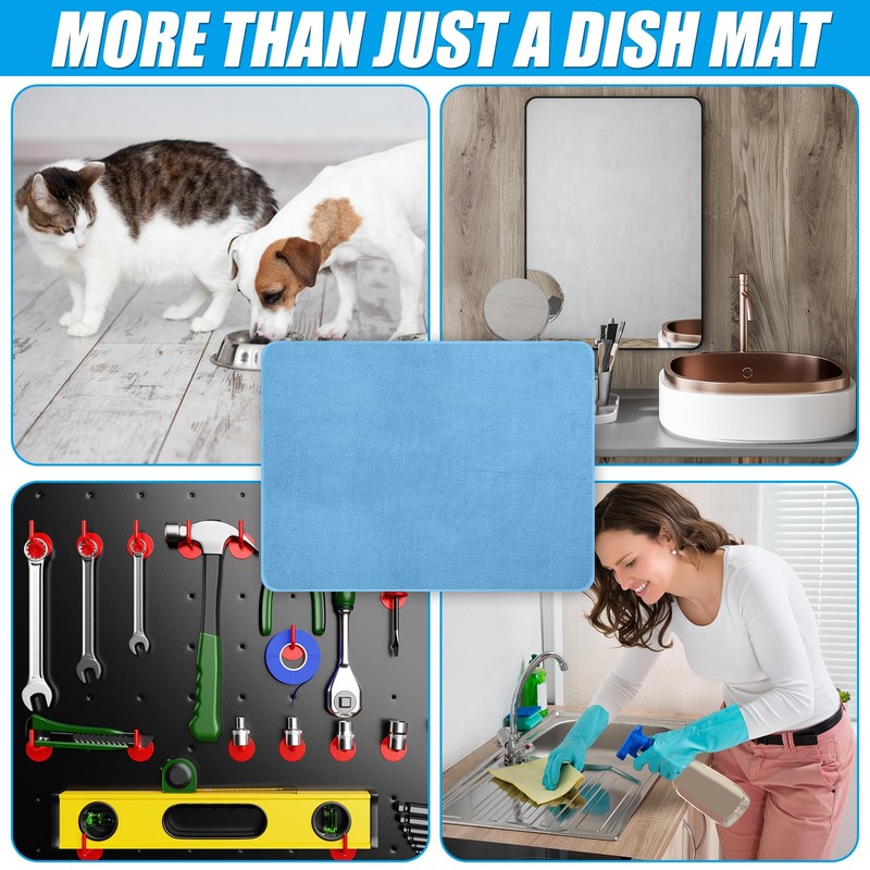 Hushee 2 Pack Extra Large Dish Drying Mat Microfiber Absorbent