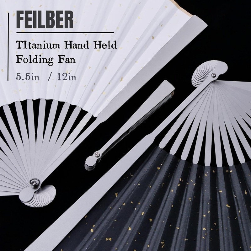 FEILBER 5.5" Titanium Folding Fan Kung Fu Fan Hand Held