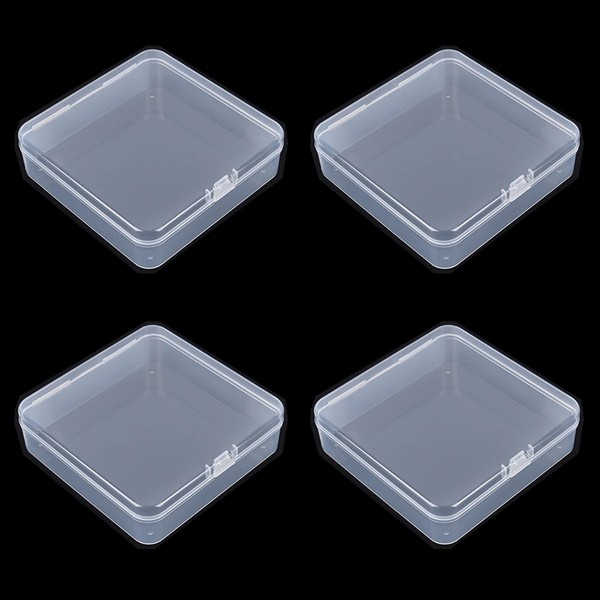 Goodma 4 Pieces Square Empty Mini Clear Plastic Organizer Storage