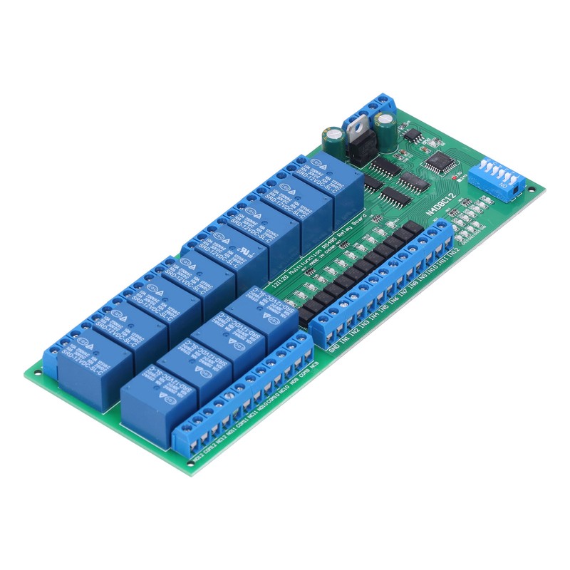 Relay Module RS485 Isolated 12‑in 12‑out RTU protocol DIN35 PLC