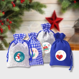 Advent Calendar for Filling, 24 Advent Calendar to Fill Yourself Fabric Bags, Christmas Calendar for Filling, Large, Advent Calendar for Filling, Fabric for Children 2024 (Blue)