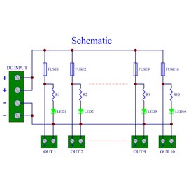 Screw Mount Fused DC 5-32V 10 Position Pluggable Terminal Block Power Distribution Module