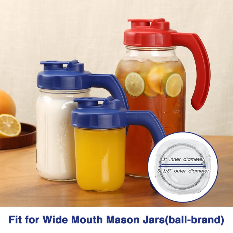 2 Pack Wide Mouth Mason Jar Lids with Handle, Airtight