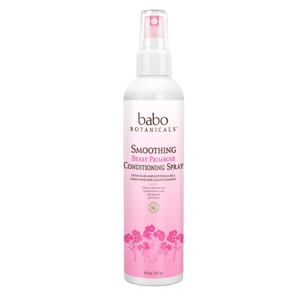 Babo Botanicals Smoothing Detangling Spray with Natural Softening Berry and Evening Primrose Oil - for Babies, Kids and Adults with Tangly or Curly Hair - Light Citrus Berry Scent - 8 oz.