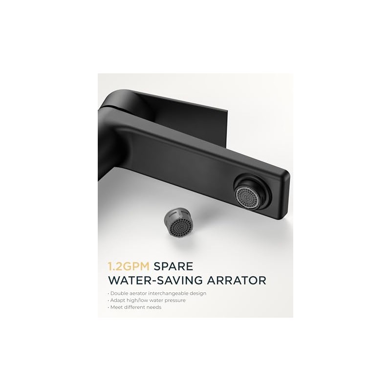 FORIOUS Black Bathroom Faucet 1 Hole, Single Lever Bathroom Sink