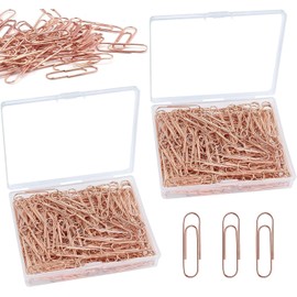 SUpoetry Pack of 240 Paper Clips, Office Clips, Metal Paper Clips, Paper Clips, Rose Gold, for Office, School and Personal Use, Office Supplies, with Plastic Box