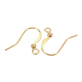 25 Pairs of Earrings, Ear Hooks, Fish Hooks, Ear Feathers with Ball, 15 mm, Pack of 50 Earring Hooks for Jewellery Making, Crafts, Jewellery (Gold)