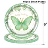 68 Pcs Green Butterfly Flower Birthday Party Supplies, Disposable Tableware