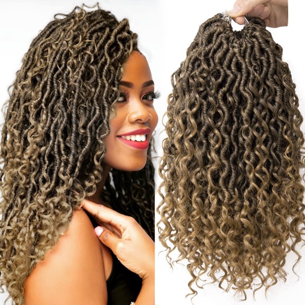 Curly Faux Goddess Locs Crochet Hair 12Inch Pre Looped Synthetic