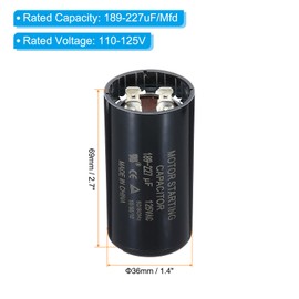 PATIKIL CD60 Motor Start Capacitor, 189-227uF/125V 50/60Hz, Black, Round, Polypropylene, Motor Start Capacitor
