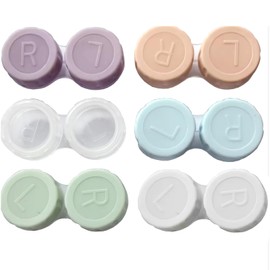 Contact Lens Case, Set of 6, Multicolor, Leak Proof Design, Portable Storage Box, multicolor, Simple