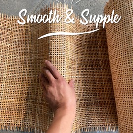 18" Width Natural Brown Square Rattan Cane Webbing Roll 9 Feet Length for Caning Projects | Pre-Woven Radio Mesh Cane Webbing Sheet for Furniture, Chair, Table, Ceiling (9 FEET)