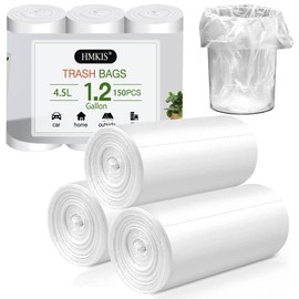 HMKIS 1.2 Gallon Small Trash Bags, 150 Counts, GREEN Garbage Bags, Extra Thick Small Kitchen Plastic Bags For Home Office Kitchen, fit 4.5 Liter