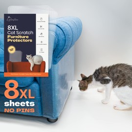 KatSupreme Cat Scratch Furniture Protector - Couch and Sofa Guards - 8 XL Sheets with 64 Pins (8 XL Sheets)