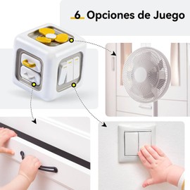 FYWOK Cubo Juguete de Aprendizaje, Juguete Montessori, Interruptor Ventilador Espejo Botones Cajones Aprendizaje como Juguetes Inquietos Habilidades Motoras Cubo para Bebés y Niños