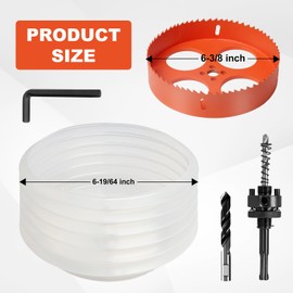 Storystore 6 3/8 Hole Saw for Recessed Lights,Hole Saw Kit with Dust Bowl, Drill Bit for Wood Metal Plastic,Bi-Metal Drywall Saw, Hole Cutter for Clean and Precise Cuts