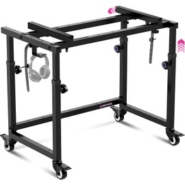 Liquid Stands Piano Keyboard Stand - Electric Piano Stand for 49 54 61 88 Key - Piano Desk Music Stand Production - Piano Table Synth Stand Rolling Home Recording Studio Workstation DJ Keyboard Table