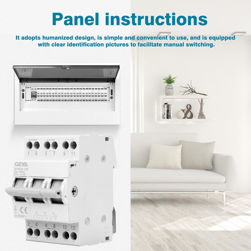 GEYA Switch 3P 63A Load Disconnect Dual Power Manual Transfer