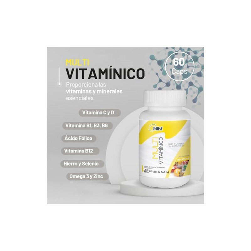 Multivitamínico NIN Complejo B, Vitamina C, D, B12, Hierro