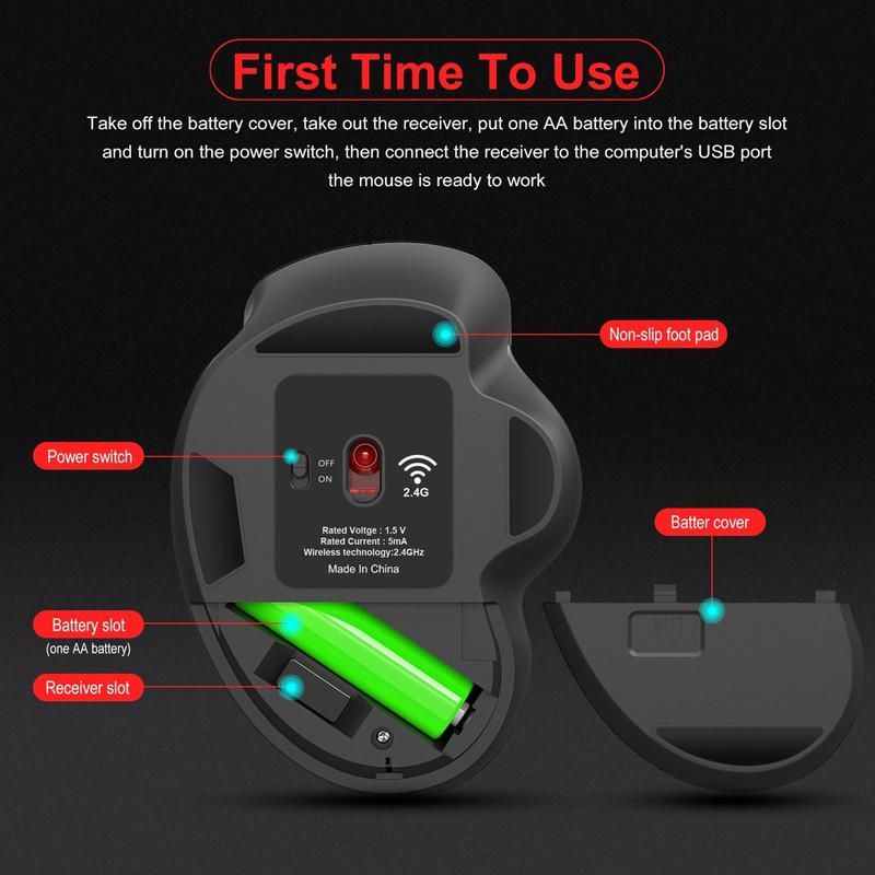 T68 2.4GHz 6D Wireless Mouse 1600DP1 Mute USB Optical Gaming