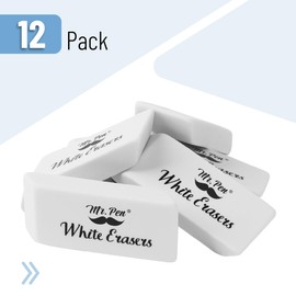 Mr. Pen- Erasers, Pencil Eraser, 12 Pack, White Erasers, Eraser, Eraser Pencil
